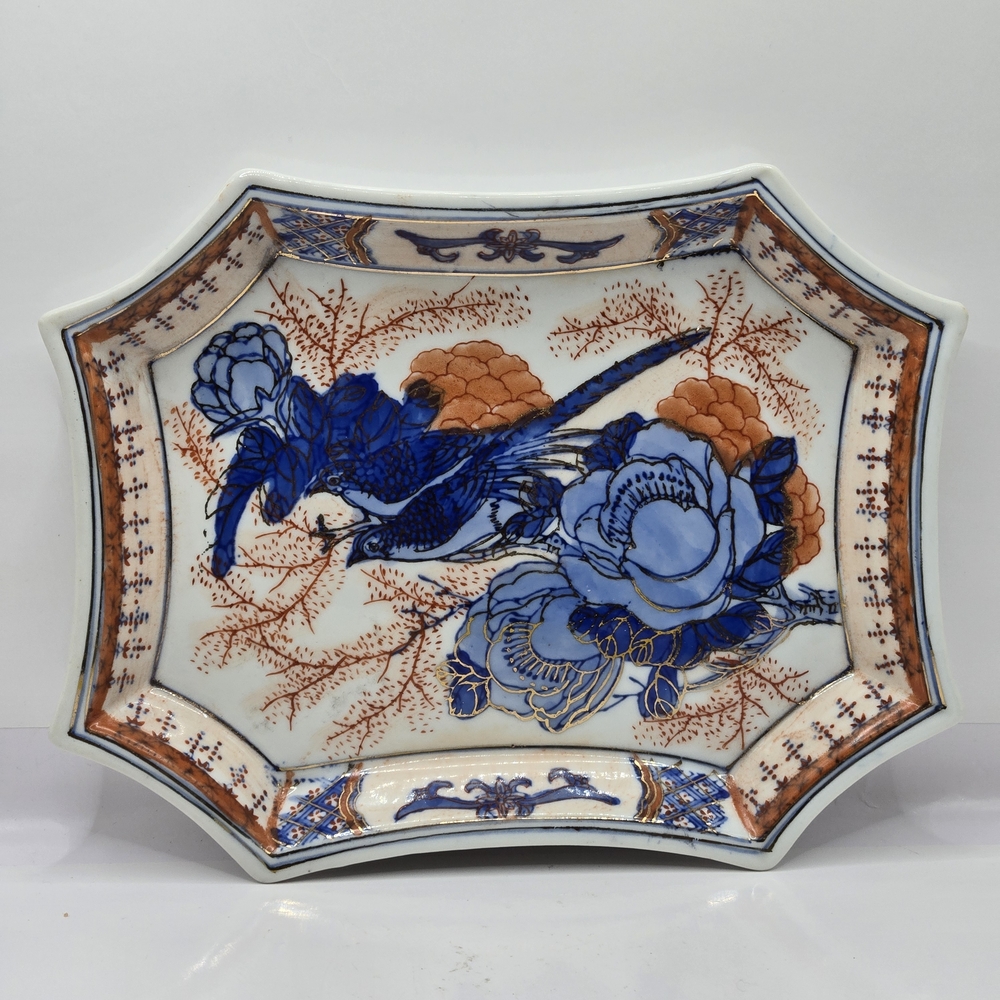 Artistic Blue and Orange Ceramic Tray
